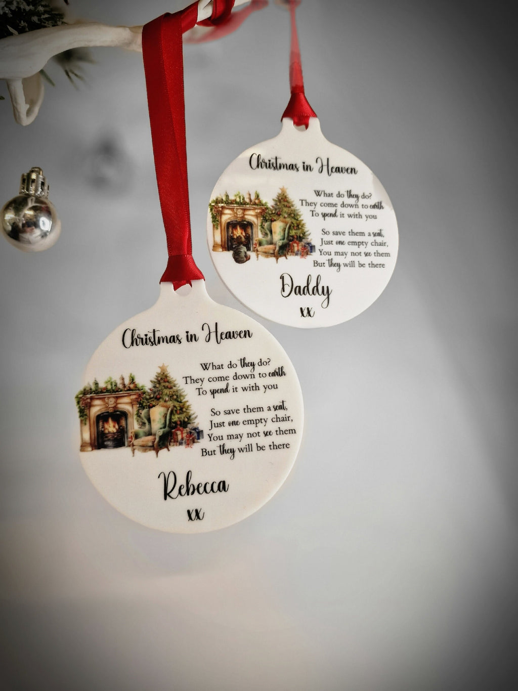 Christmas in Heaven Memorial bauble - Decoration - Stocking filler - Anniversary - Gift - Present - Unusual - Personalised - For him or Her