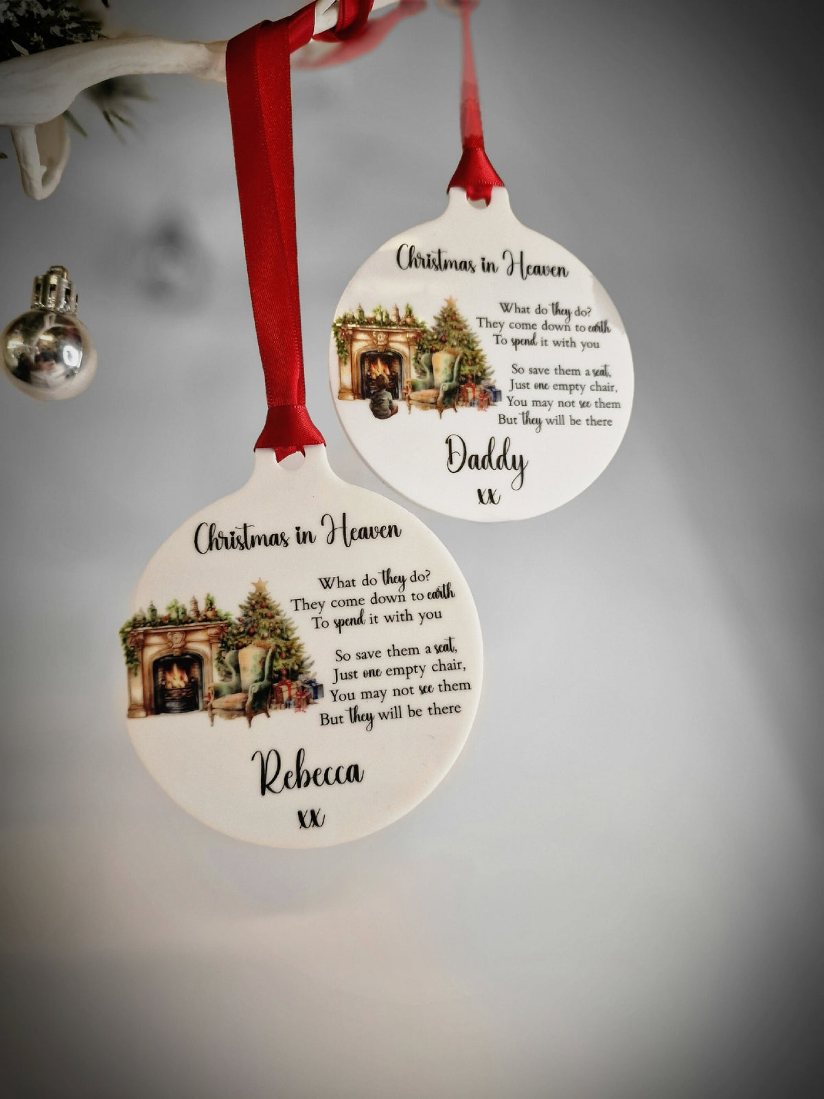 Christmas in Heaven Memorial bauble - Decoration - Stocking filler - Anniversary - Gift - Present - Unusual - Personalised - For him or Her