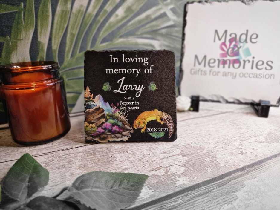 personalised pet Memorial grave marker, memorial slate, indoor or outdoor, Reptile, Gecko, Tortoise, Snake, Bearded Dragon, Spider, Iguana