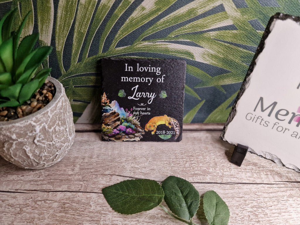 personalised pet Memorial grave marker, memorial slate, indoor or outdoor, Reptile, Gecko, Tortoise, Snake, Bearded Dragon, Spider, Iguana