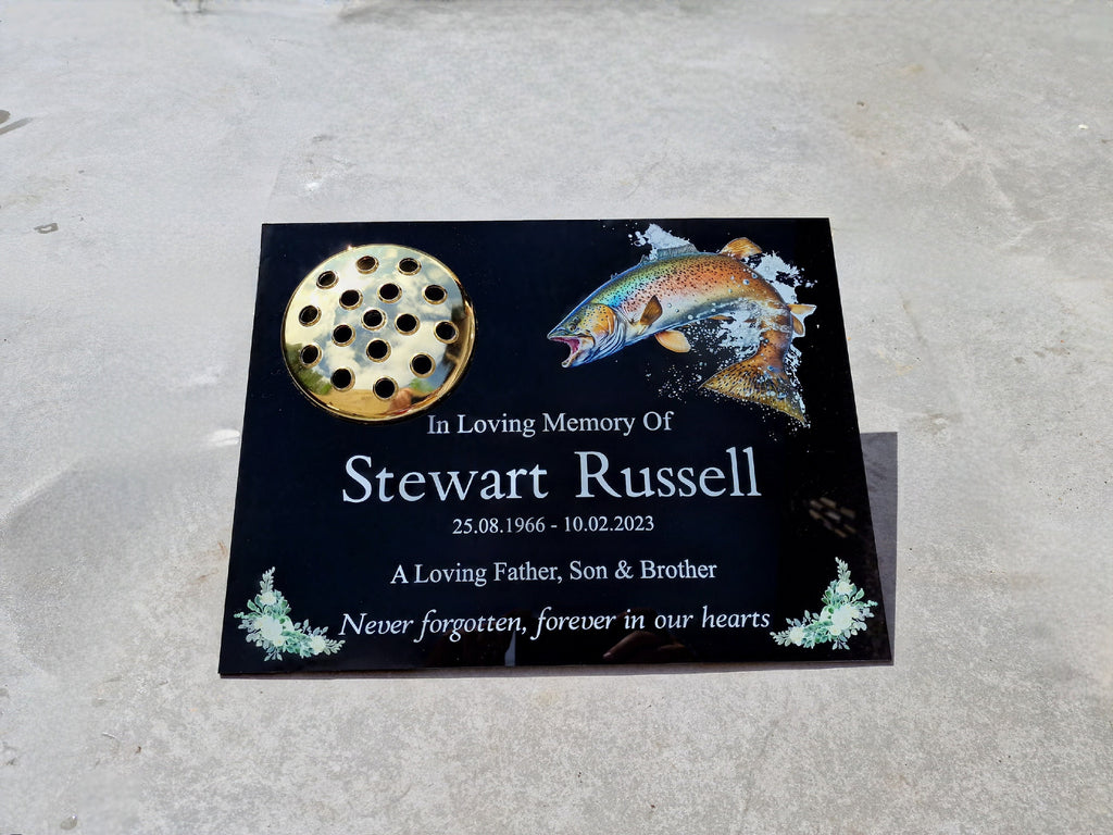 Personalised fishing memorial grave marker, Temporary headstone, outdoor, remembering your loved ones - Male - Female - decoration