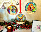 Personalised stained glass Dog name bauble - Beautiful decoration - Dog - 26 Breeds - Window decor - Frenchie - Labrador - Mastiff - Puppy