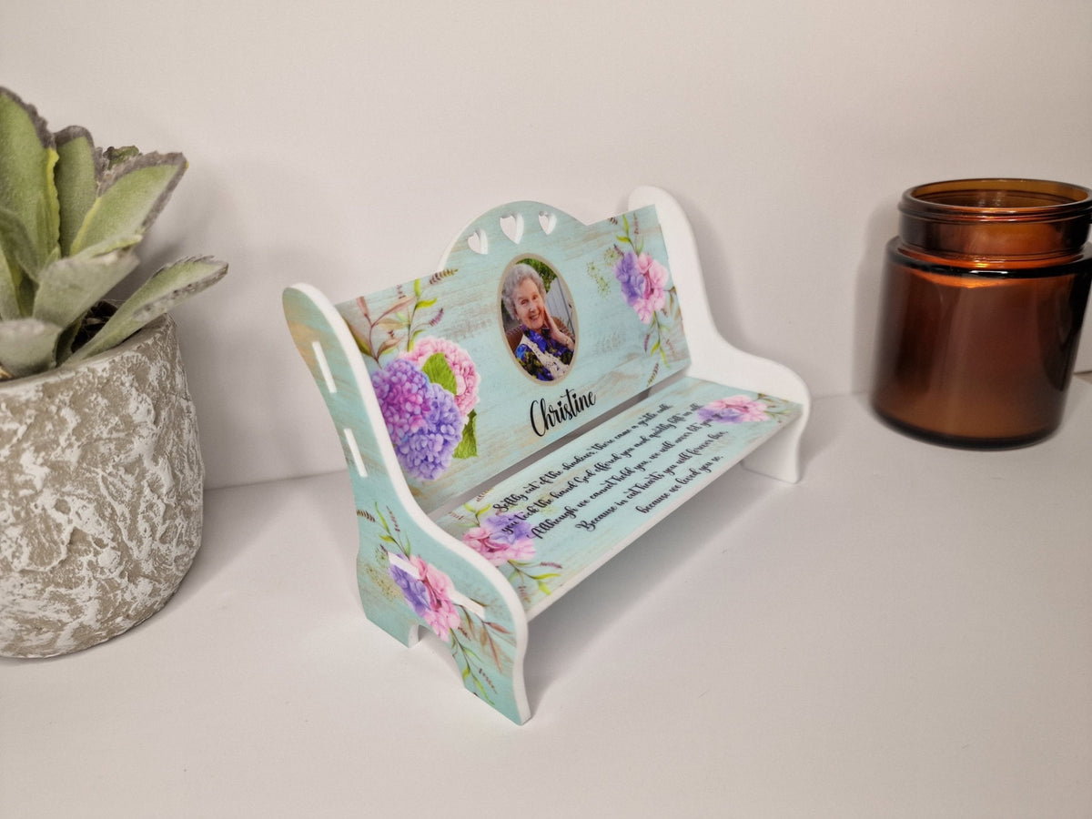 Personalised Memorial bench grave decor, Ornament - Memory - Indoor - Outdoor - Garden - Caravan - Grave side - Home - Poem - Seat - Gift