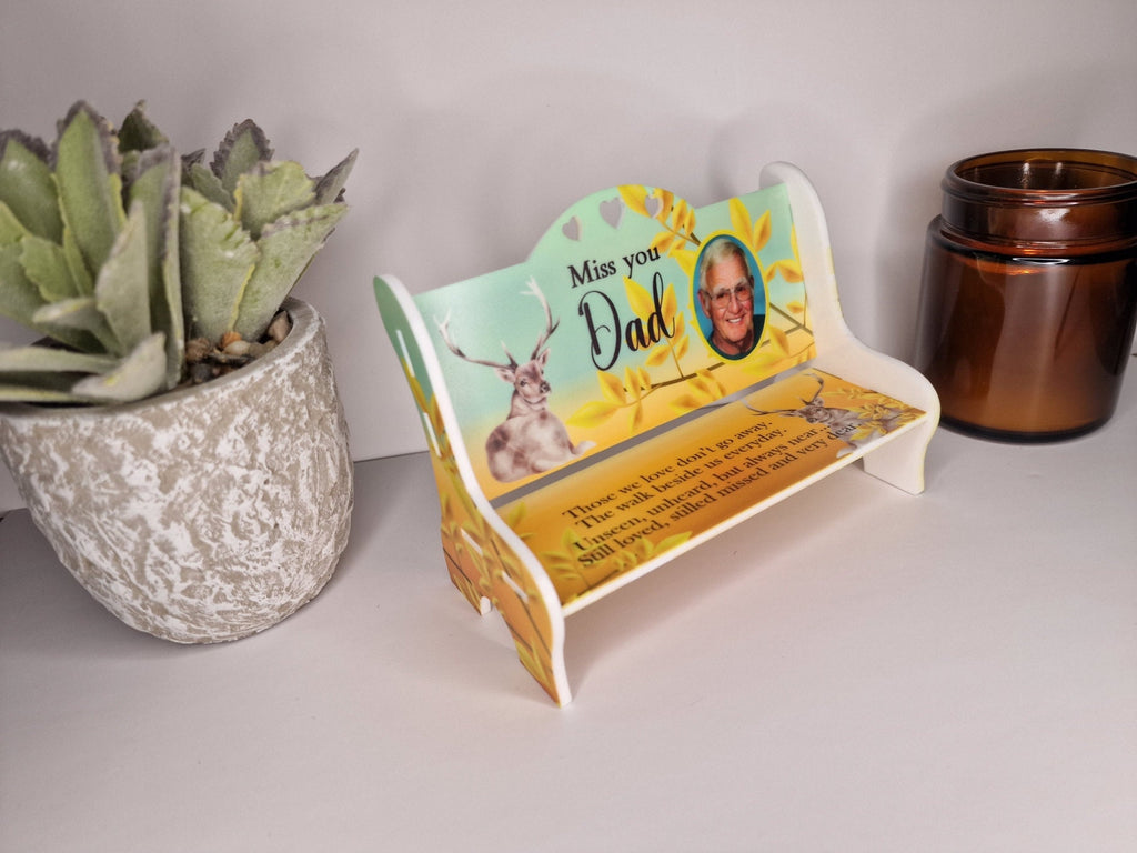 Personalised Memorial bench grave decor, Ornament - Memory - Indoor - Outdoor - Garden - Caravan - Grave side - Home - Poem - Seat - Gift