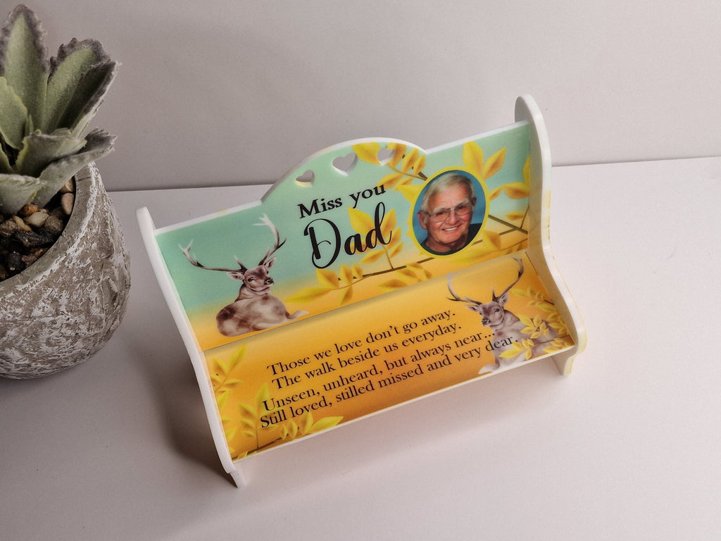 Personalised Memorial bench grave decor, Ornament - Memory - Indoor - Outdoor - Garden - Caravan - Grave side - Home - Poem - Seat - Gift