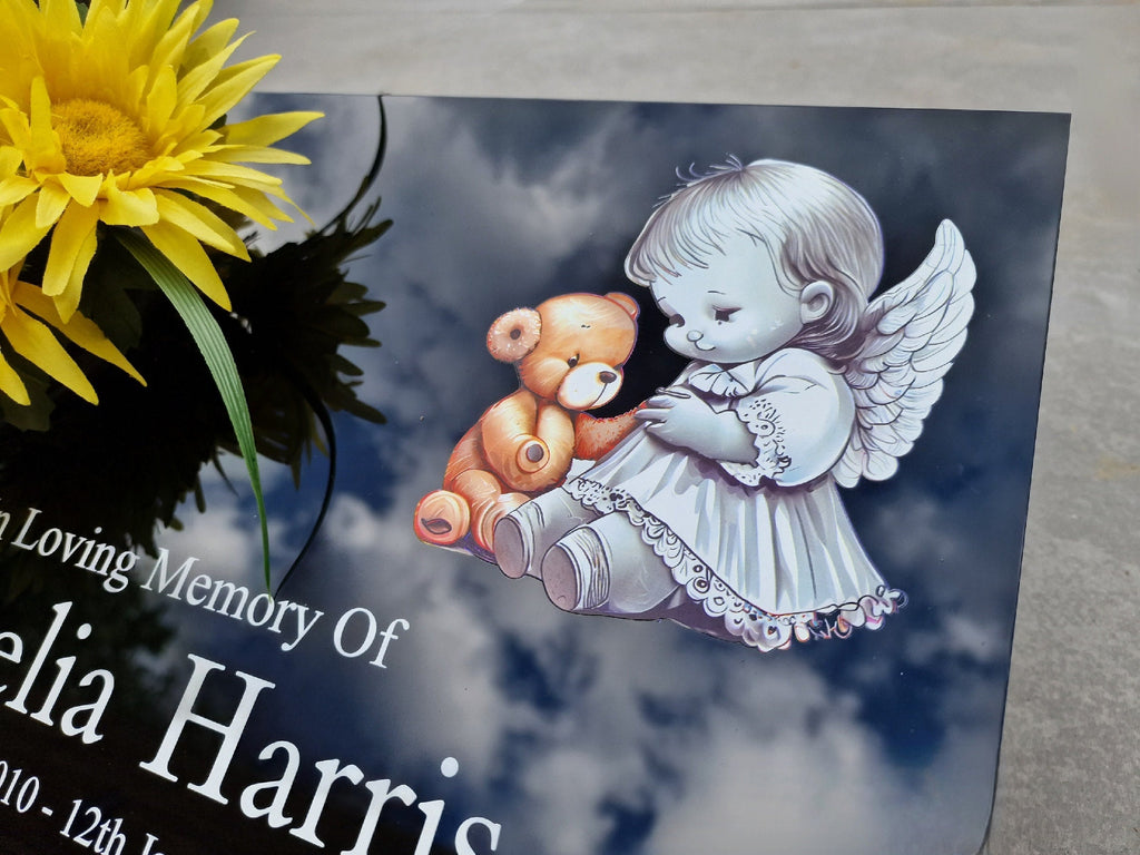 Personalised baby memorial grave marker, Temporary headstone, outdoor, remembering your loved ones - Child - Girl - Miscarriage - Angel
