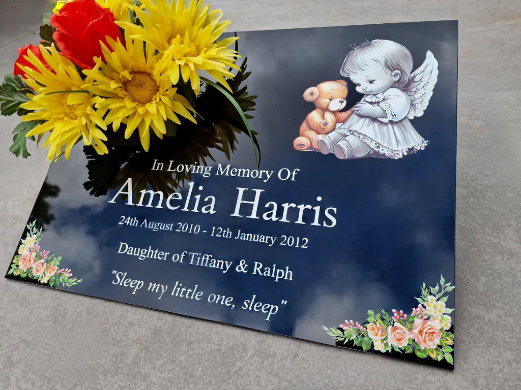 Personalised baby memorial grave marker, Temporary headstone, outdoor, remembering your loved ones - Child - Girl - Miscarriage - Angel