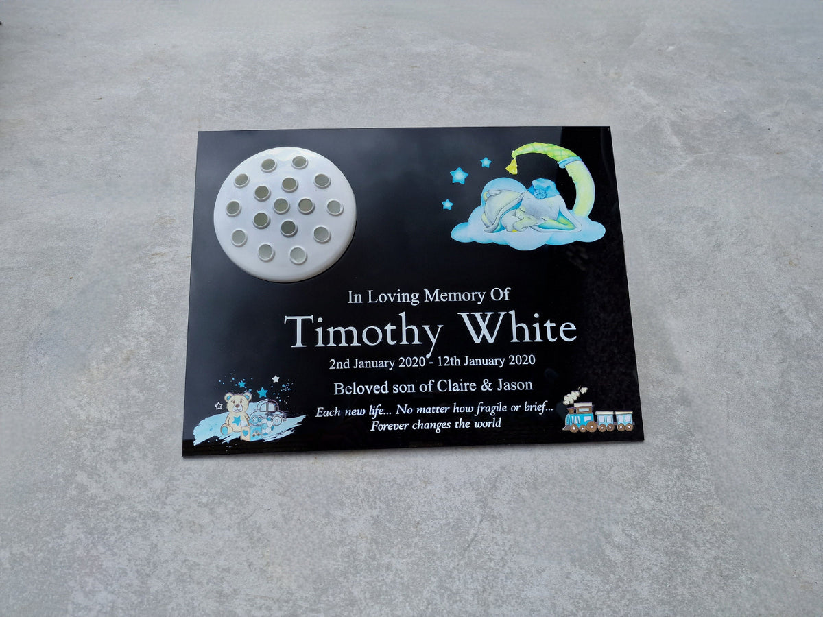 Personalised baby memorial grave marker, Temporary headstone, outdoor, remembering your loved ones - Child - Boy - Miscarriage - Angel