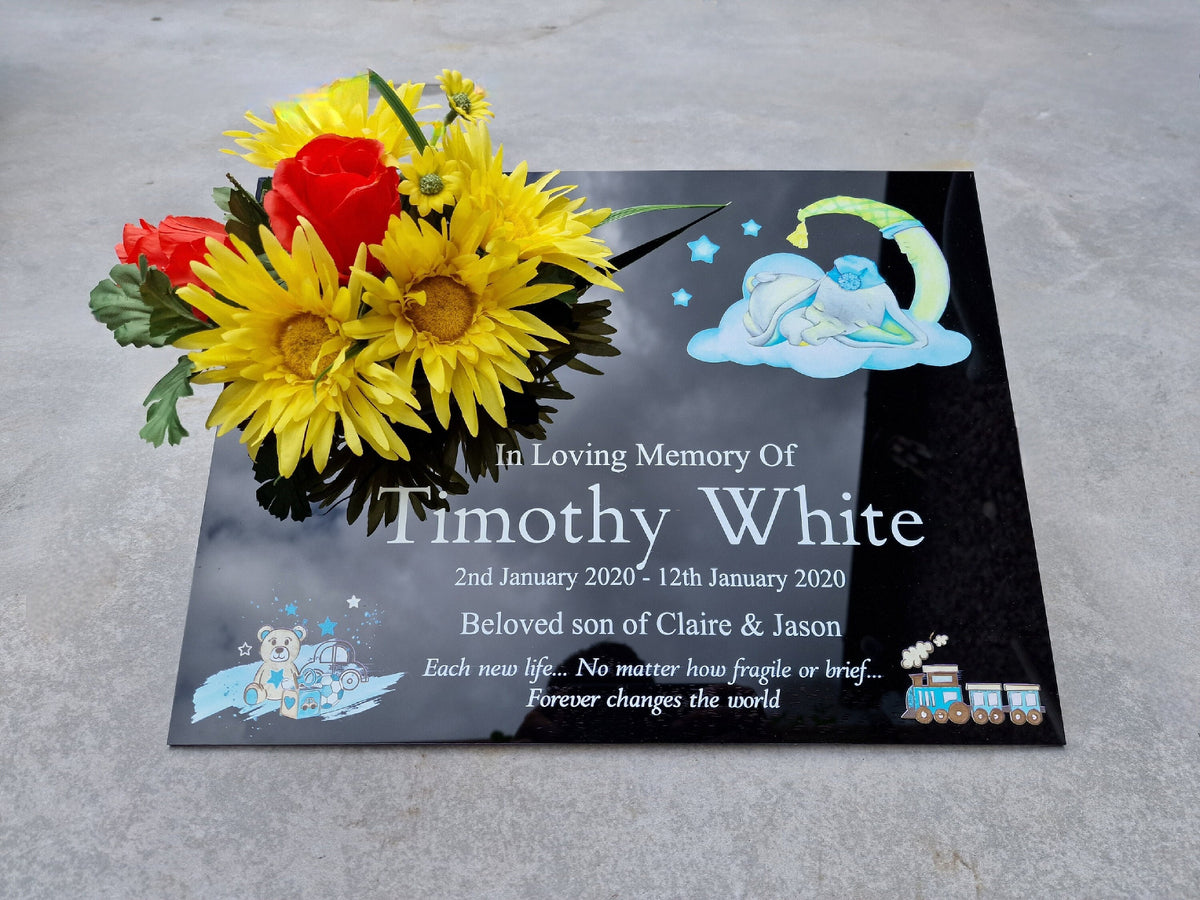Personalised baby memorial grave marker, Temporary headstone, outdoor, remembering your loved ones - Child - Boy - Miscarriage - Angel