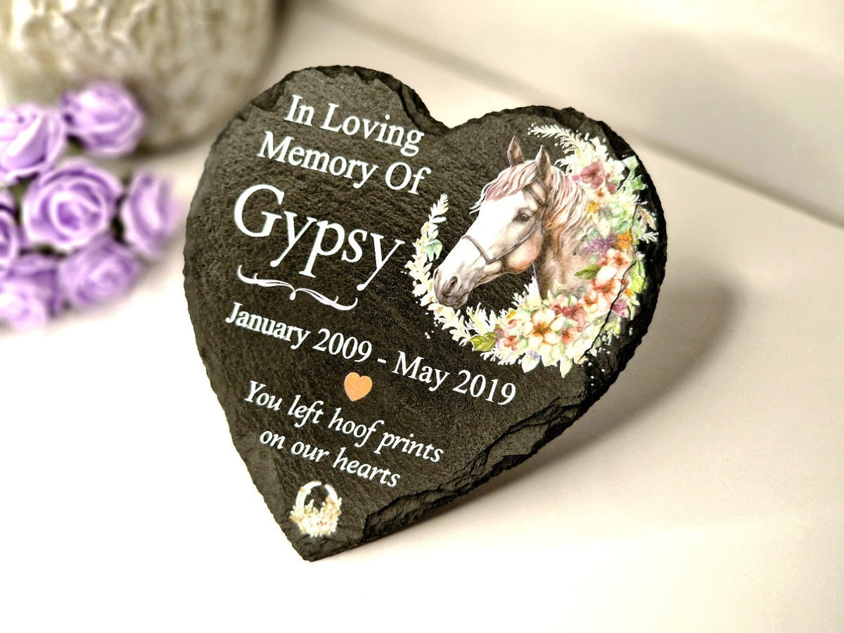 Personalised Horse Memorial grave marker, memorial slate - Memory - Indoor - Outdoor - Garden - Stables - Grave side - Candle Display - Gift
