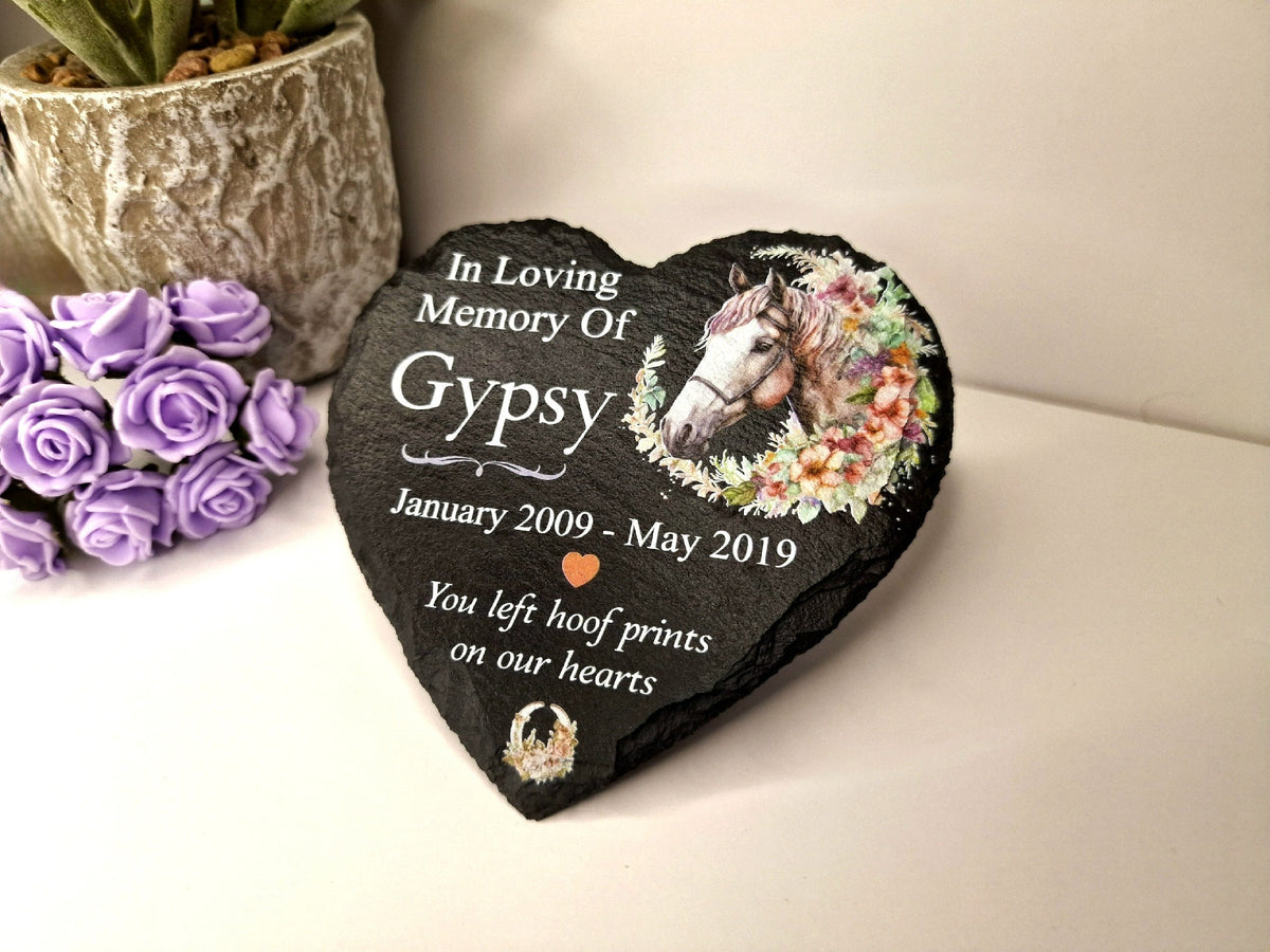 Personalised Horse Memorial grave marker, memorial slate - Memory - Indoor - Outdoor - Garden - Stables - Grave side - Candle Display - Gift
