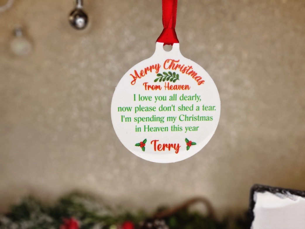 Christmas Memorial bauble - Xmas decoration - Stocking filler - Anniversary - Gift - Present - Unusual - Personalised - For him - Her - love