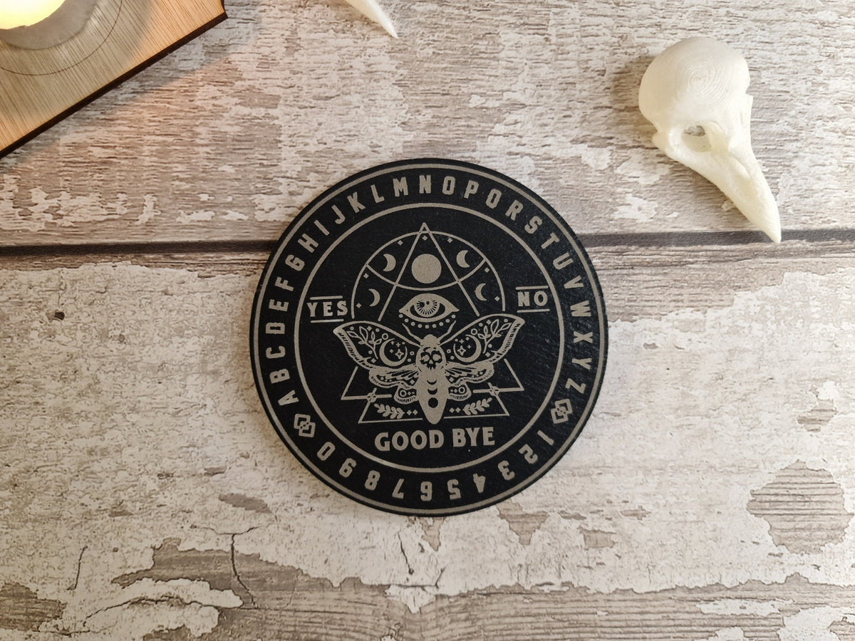 Ouija board game Coaster - Candle display stand - Moth - Beautiful yet spooky Halloween decoration - novelty - decor - home - zombie witch
