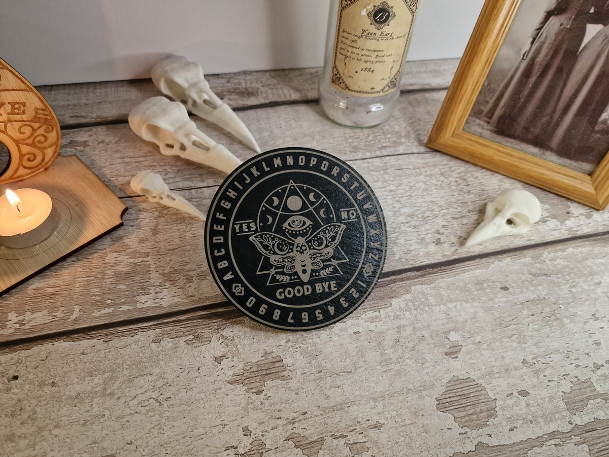 Ouija board game Coaster - Candle display stand - Moth - Beautiful yet spooky Halloween decoration - novelty - decor - home - zombie witch
