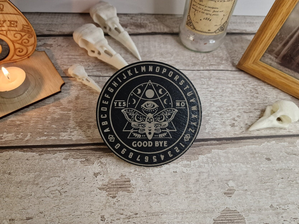 Ouija board game Coaster - Candle display stand - Moth - Beautiful yet spooky Halloween decoration - novelty - decor - home - zombie witch