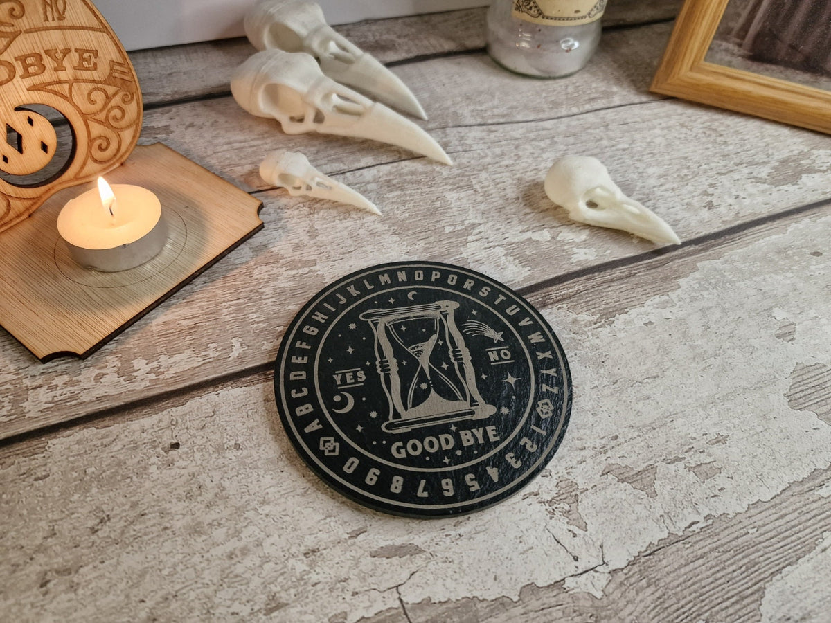 Ouija board game Coaster - Candle display stand - Beautiful yet spooky Halloween decoration - novelty - decor - home - zombie - witch