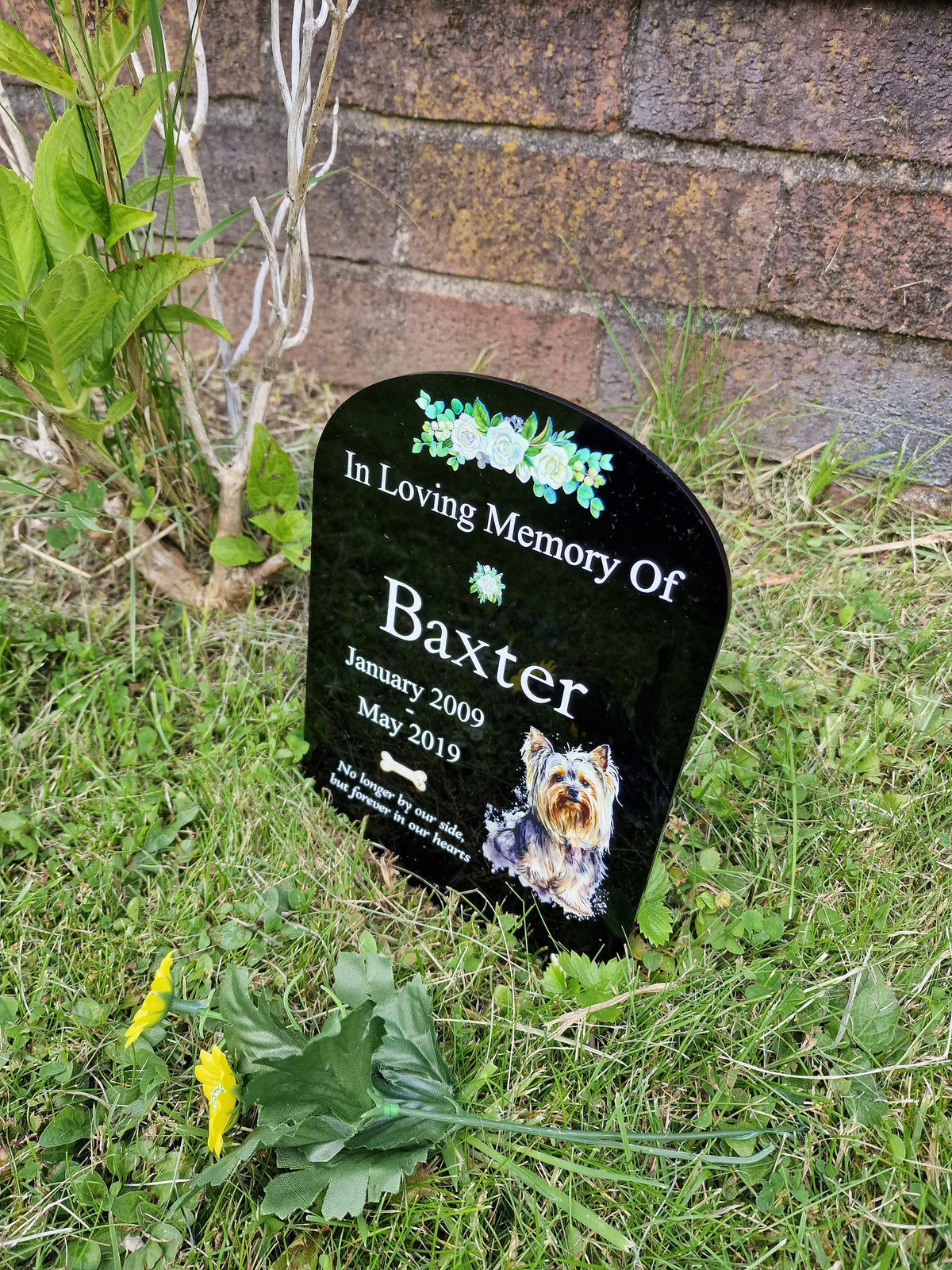 Personalised Dog Memorial grave marker - Choice of breed - memorial slate, grave stone - Rainbow bridge - colourful - memory - garden