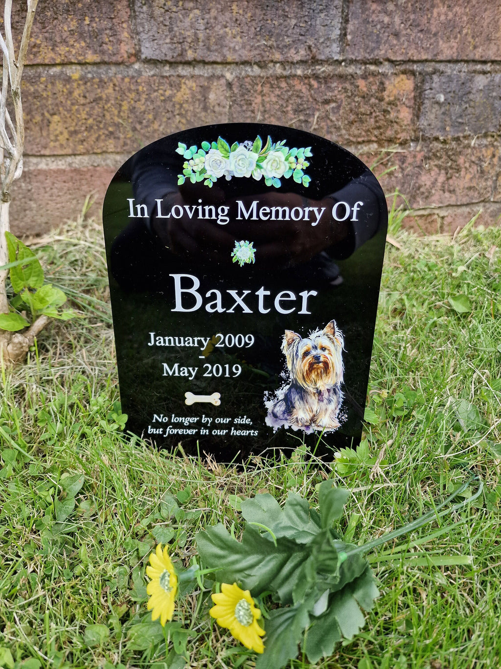 Personalised Dog Memorial grave marker - Choice of breed - memorial slate, grave stone - Rainbow bridge - colourful - memory - garden