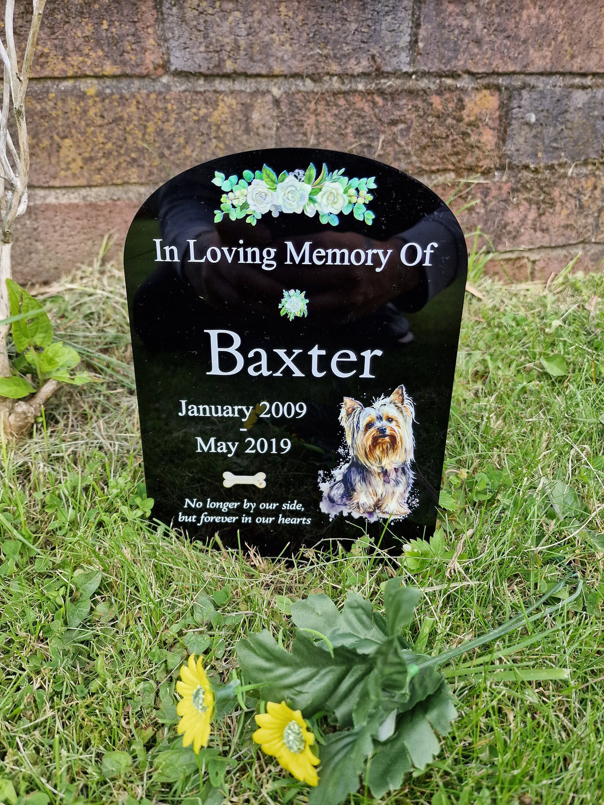 Personalised Dog Memorial grave marker - Choice of breed - memorial slate, grave stone - Rainbow bridge - colourful - memory - garden