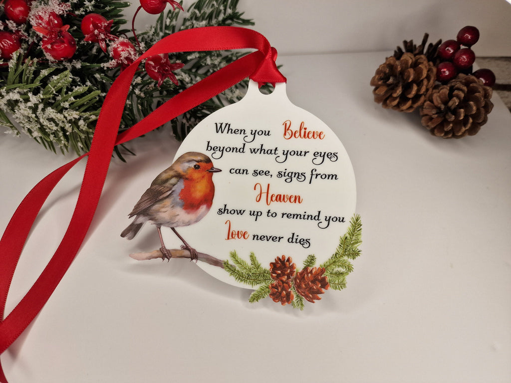 Robin Christmas bauble - Memorial xmas decoration - Stocking filler - Secret santa - Gift - Present - Unusual - Personalised - For him - Her