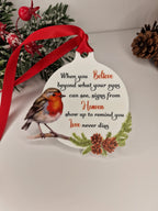 Robin Christmas bauble - Memorial xmas decoration - Stocking filler - Secret santa - Gift - Present - Unusual - Personalised - For him - Her