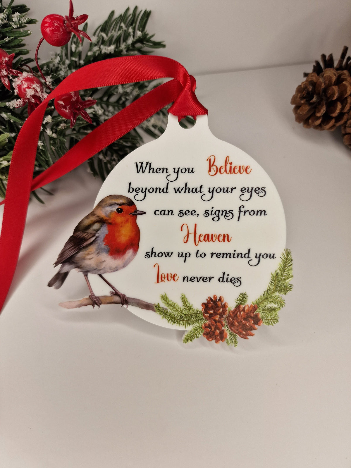 Robin Christmas bauble - Memorial xmas decoration - Stocking filler - Secret santa - Gift - Present - Unusual - Personalised - For him - Her