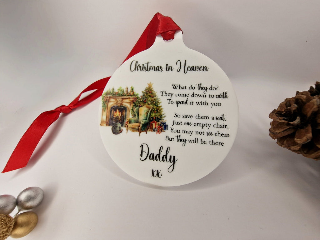 Christmas in Heaven Memorial bauble - Decoration - Stocking filler - Anniversary - Gift - Present - Unusual - Personalised - For him or Her