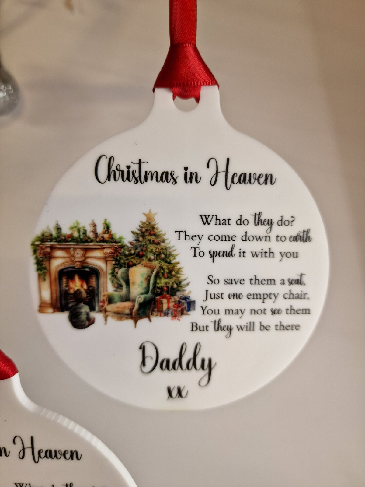 Christmas in Heaven Memorial bauble - Decoration - Stocking filler - Anniversary - Gift - Present - Unusual - Personalised - For him or Her