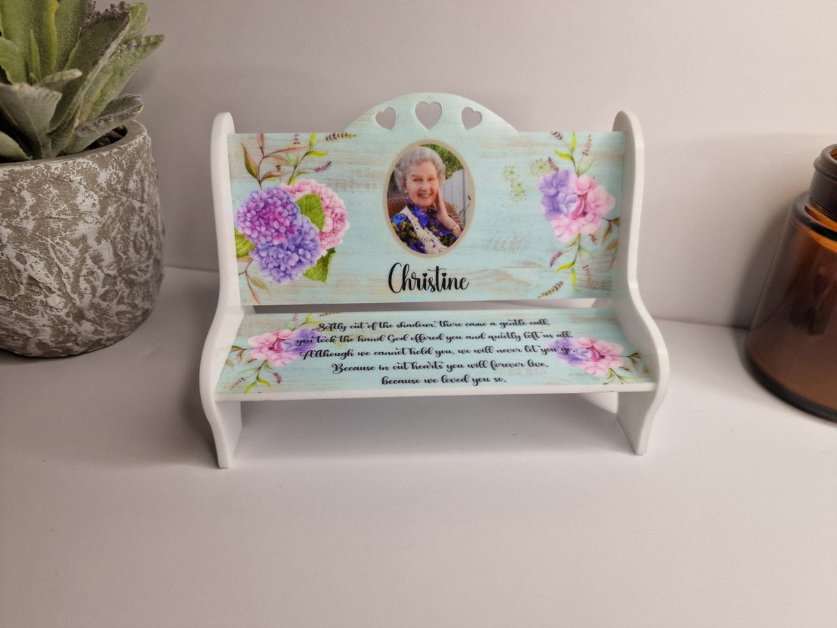Personalised Memorial bench grave decor, Ornament - Memory - Indoor - Outdoor - Garden - Caravan - Grave side - Home - Poem - Seat - Gift