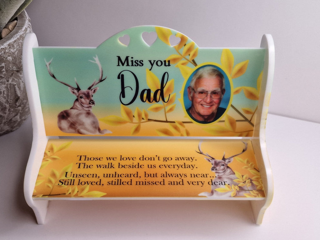 Personalised Memorial bench grave decor, Ornament - Memory - Indoor - Outdoor - Garden - Caravan - Grave side - Home - Poem - Seat - Gift