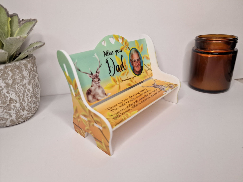 Personalised Memorial bench grave decor, Ornament - Memory - Indoor - Outdoor - Garden - Caravan - Grave side - Home - Poem - Seat - Gift