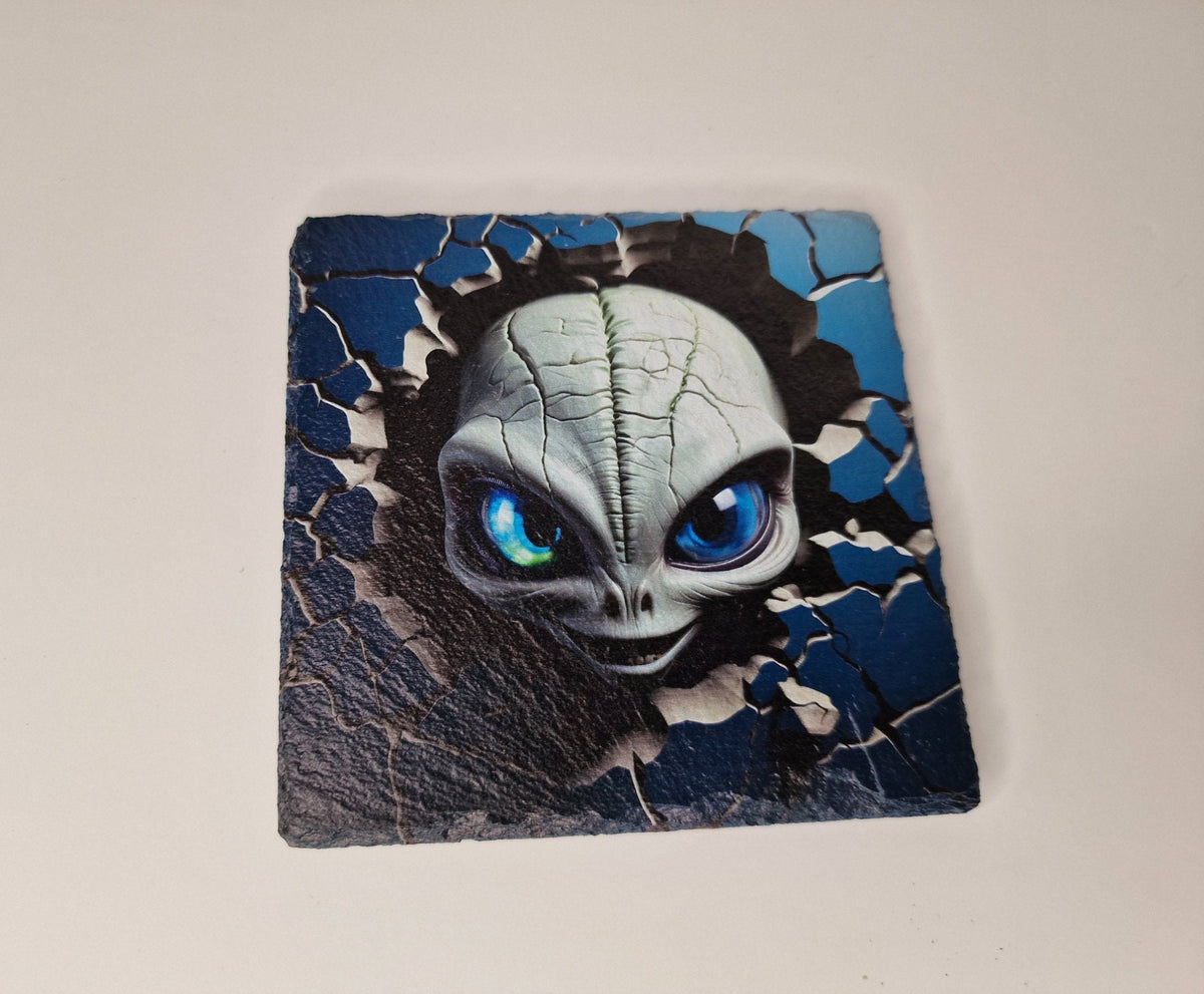Alien breakout Coaster - Candle display stand - Space - UFO decoration - novelty - decor - home - Area 51 - Conspiracy - space ship - Planet