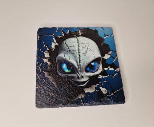Alien breakout Coaster - Candle display stand - Space - UFO decoration - novelty - decor - home - Area 51 - Conspiracy - space ship - Planet