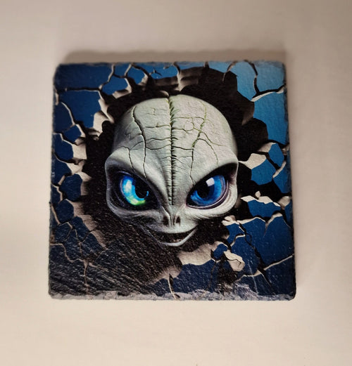 Alien breakout Coaster - Candle display stand - Space - UFO decoration - novelty - decor - home - Area 51 - Conspiracy - space ship - Planet
