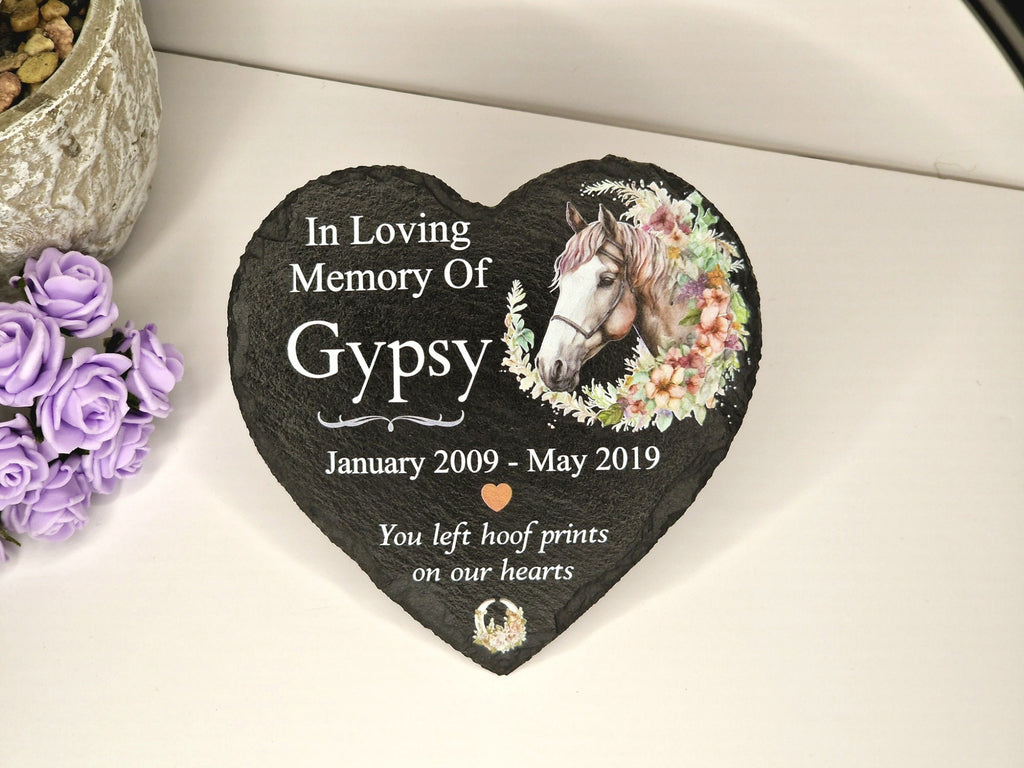 Personalised Horse Memorial grave marker, memorial slate - Memory - Indoor - Outdoor - Garden - Stables - Grave side - Candle Display - Gift
