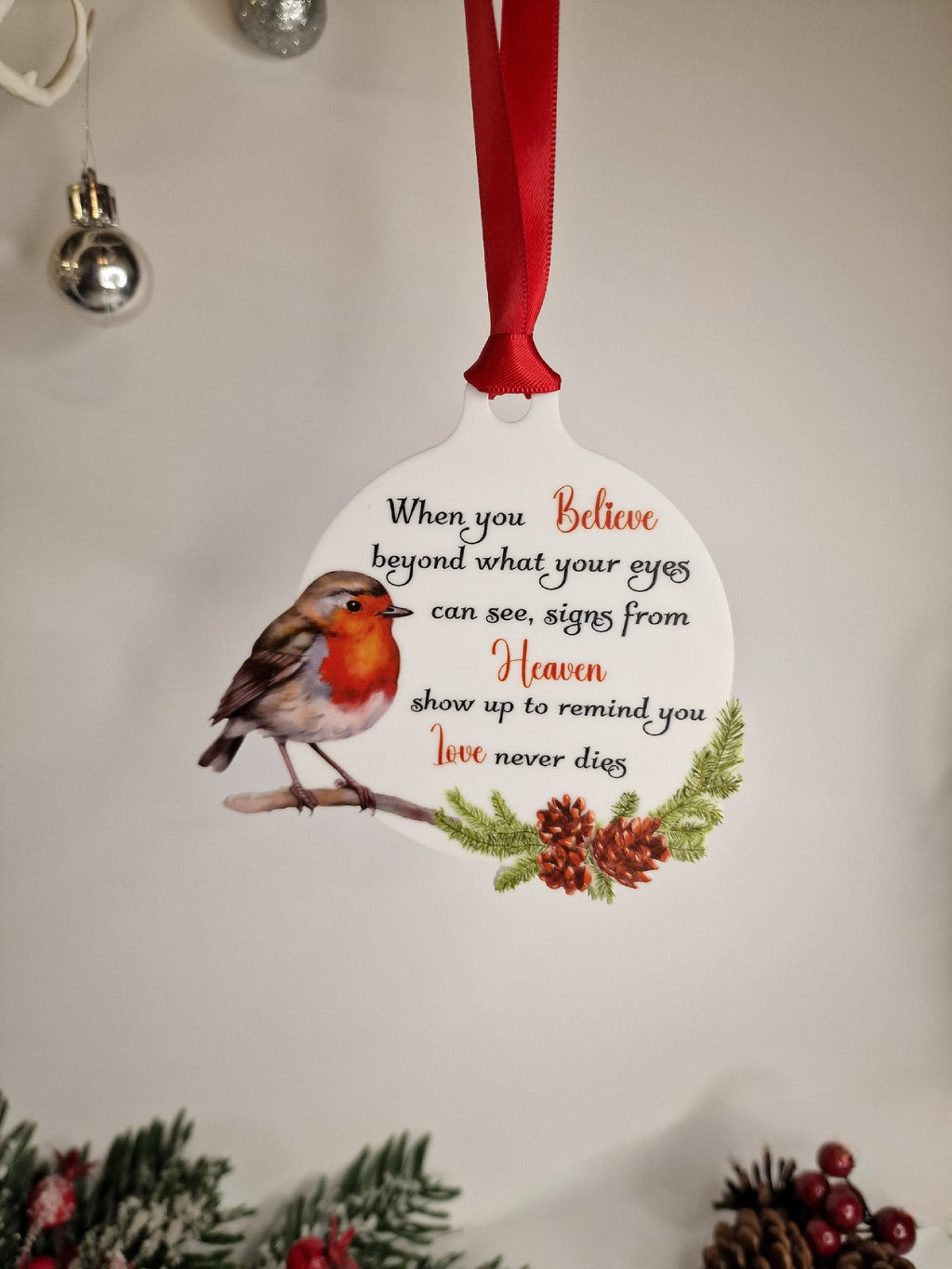 Robin Christmas bauble - Memorial xmas decoration - Stocking filler - Secret santa - Gift - Present - Unusual - Personalised - For him - Her
