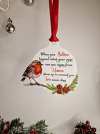 Robin Christmas bauble - Memorial xmas decoration - Stocking filler - Secret santa - Gift - Present - Unusual - Personalised - For him - Her