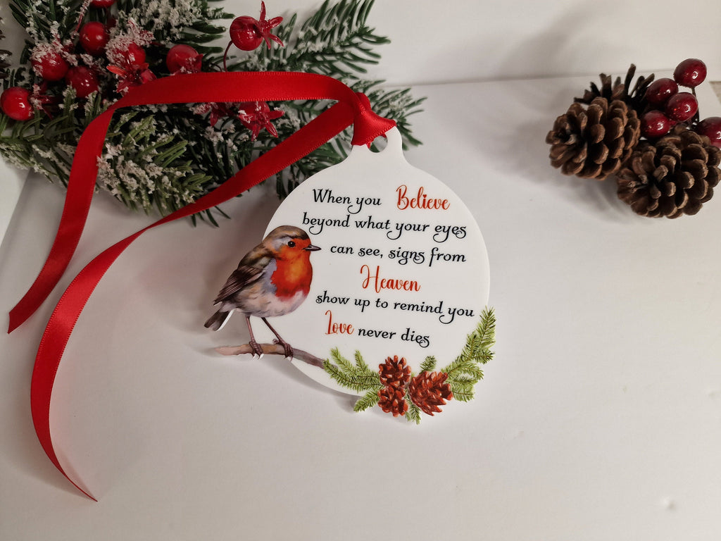 Robin Christmas bauble - Memorial xmas decoration - Stocking filler - Secret santa - Gift - Present - Unusual - Personalised - For him - Her