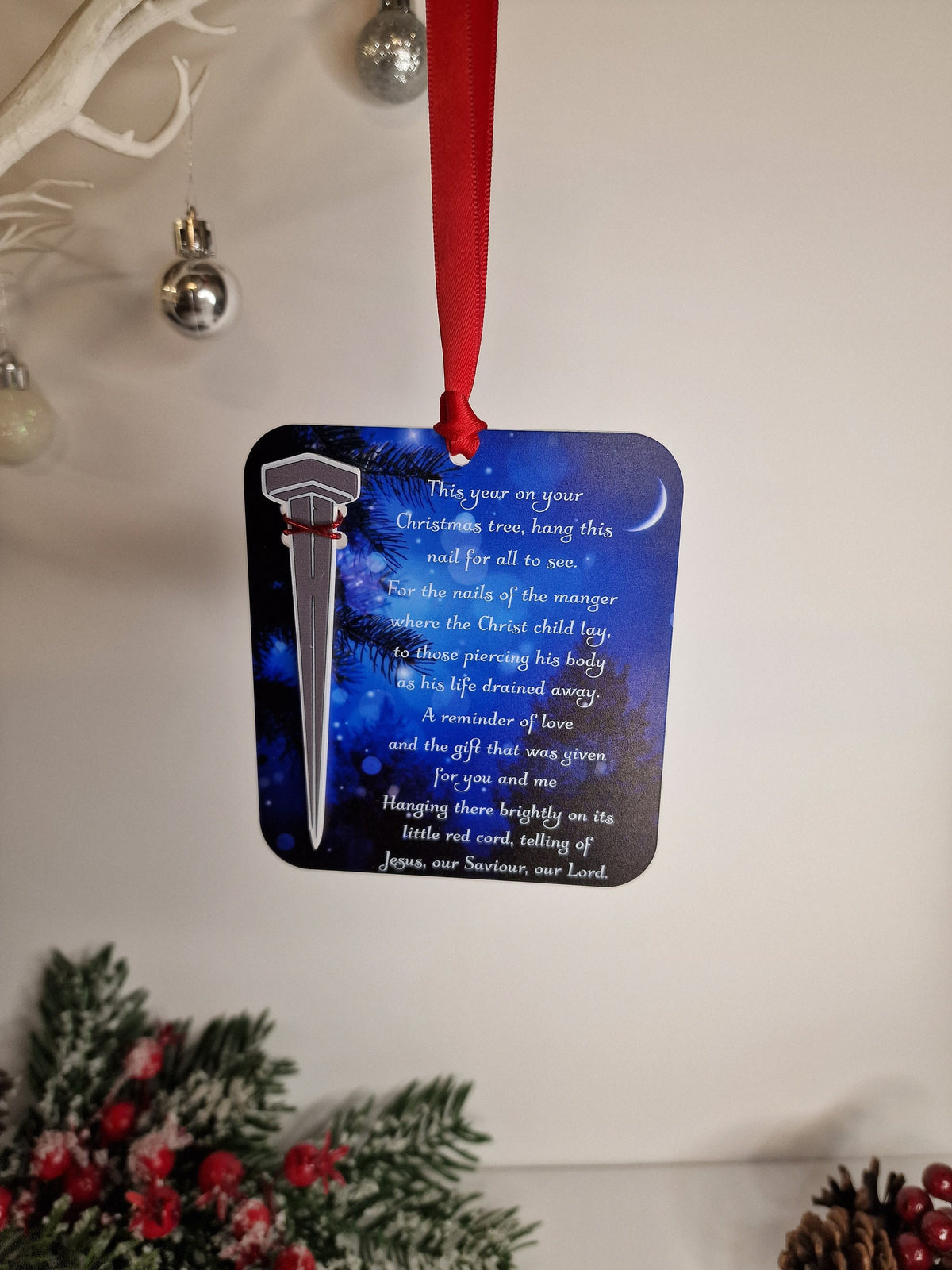 Jesus Christmas bauble - Religious xmas decoration - Stocking filler - Secret santa - Gift - Present - Cross - Personalised - For him - Her