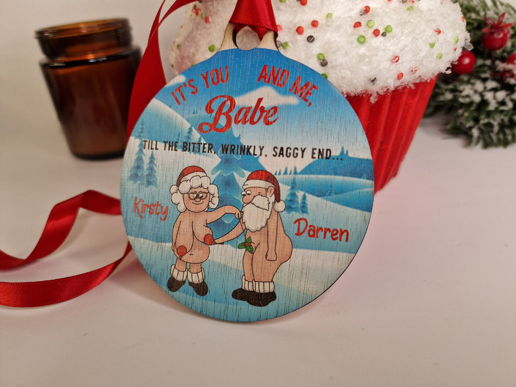Personalised naked old couple bauble - Funny - Christmas tree decoration - Secret Santa - Gift - Decor - Husband - Wife - Present - Novelty