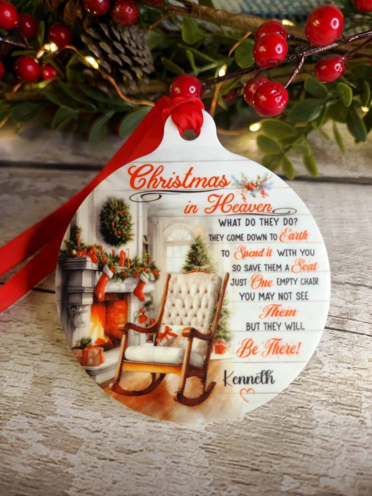 Personalised Christmas in Heaven Memorial bauble - Decoration - Stocking filler - Anniversary - Gift - Present - Unusual - For him or Her