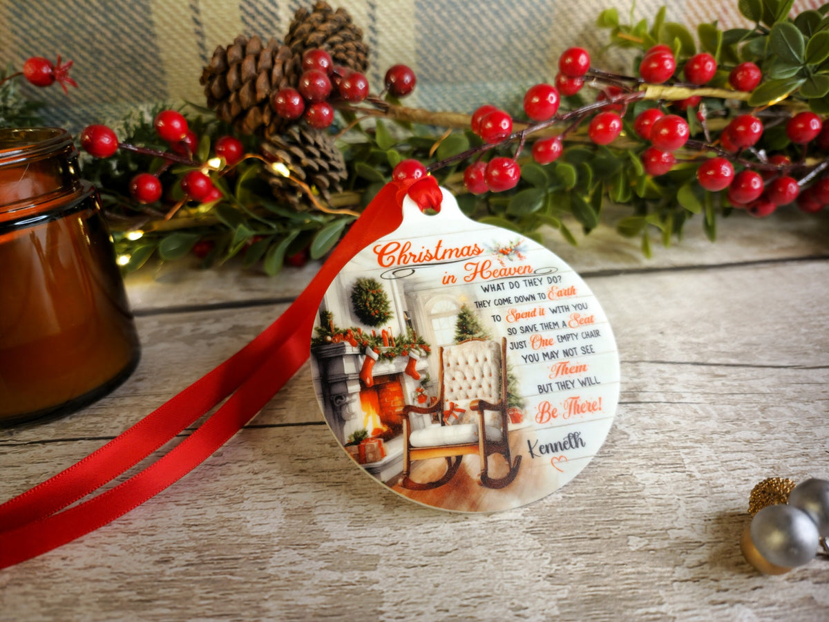 Personalised Christmas in Heaven Memorial bauble - Decoration - Stocking filler - Anniversary - Gift - Present - Unusual - For him or Her