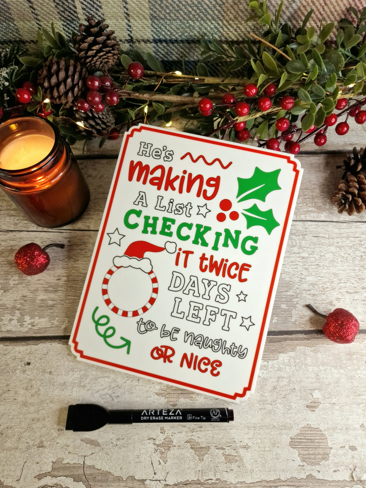 Christmas Countdown Sign - Christmas decor - Decoration - Plaque - Santa sign - Father Christmas - Xmas - Gift - Present - Eve