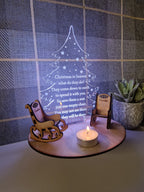Personalised Christmas candle memorial display light - rocking chair -rustic - xmas - memory - decoration -decor - remembrance - family