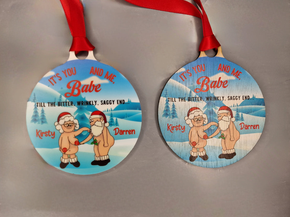 Personalised naked old couple bauble - Funny - Christmas tree decoration - Secret Santa - Gift - Decor - Husband - Wife - Present - Novelty