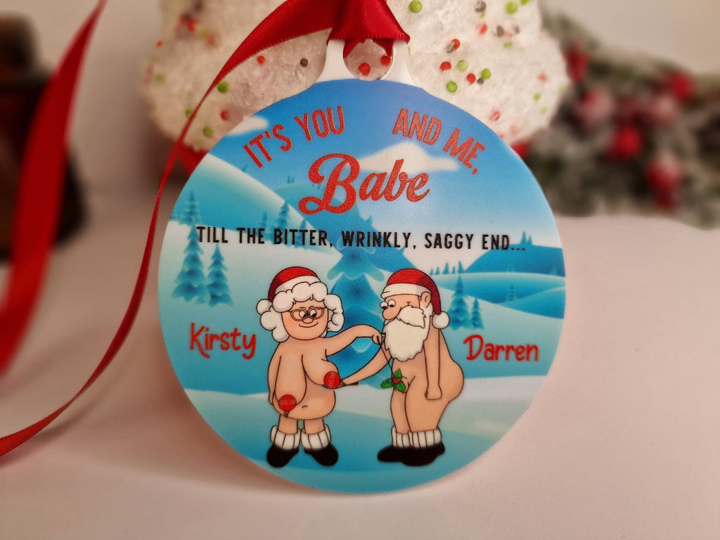 Personalised naked old couple bauble - Funny - Christmas tree decoration - Secret Santa - Gift - Decor - Husband - Wife - Present - Novelty