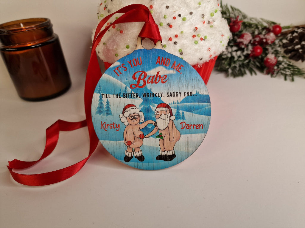 Personalised naked old couple bauble - Funny - Christmas tree decoration - Secret Santa - Gift - Decor - Husband - Wife - Present - Novelty