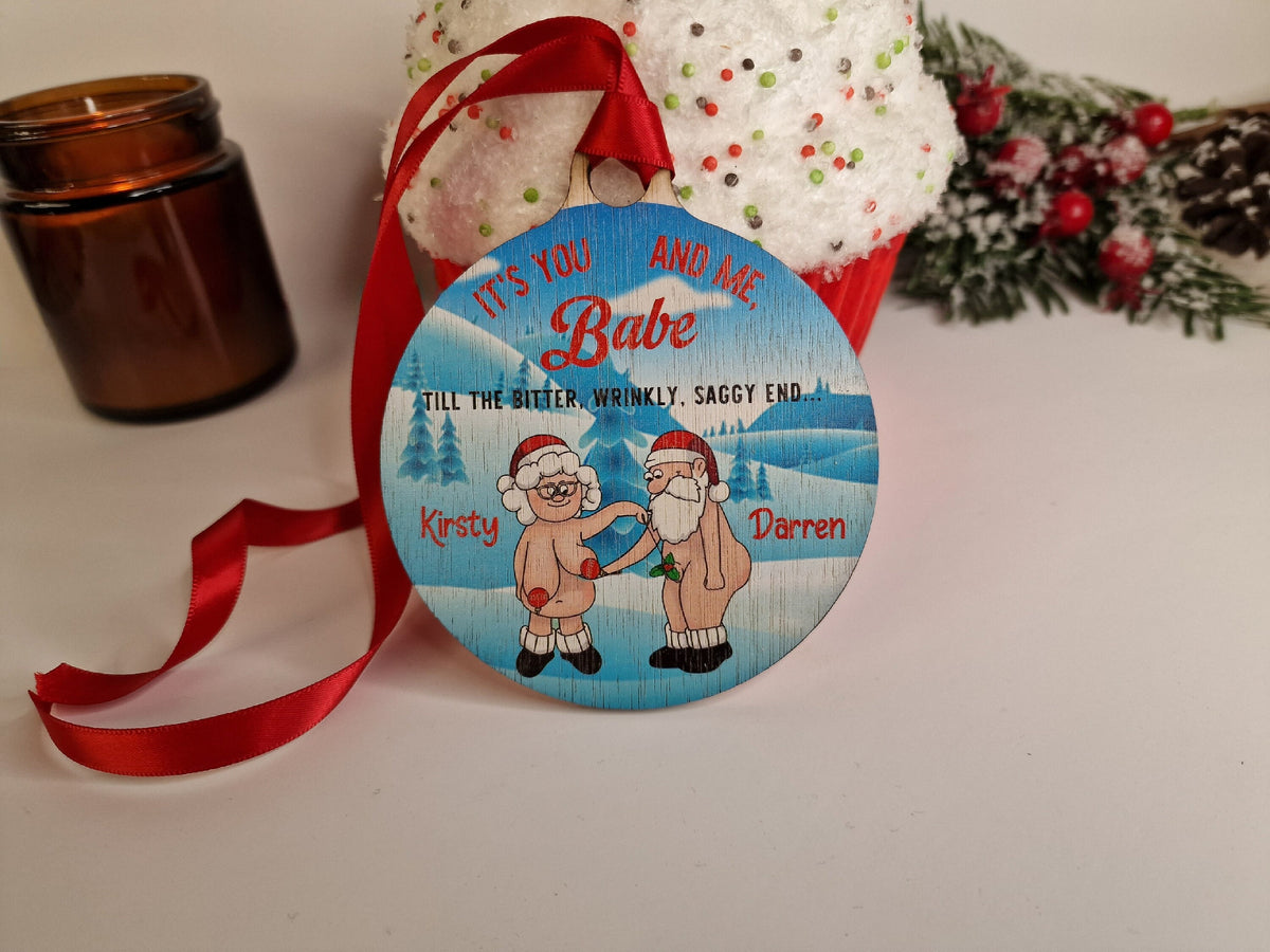 Personalised naked old couple bauble - Funny - Christmas tree decoration - Secret Santa - Gift - Decor - Husband - Wife - Present - Novelty