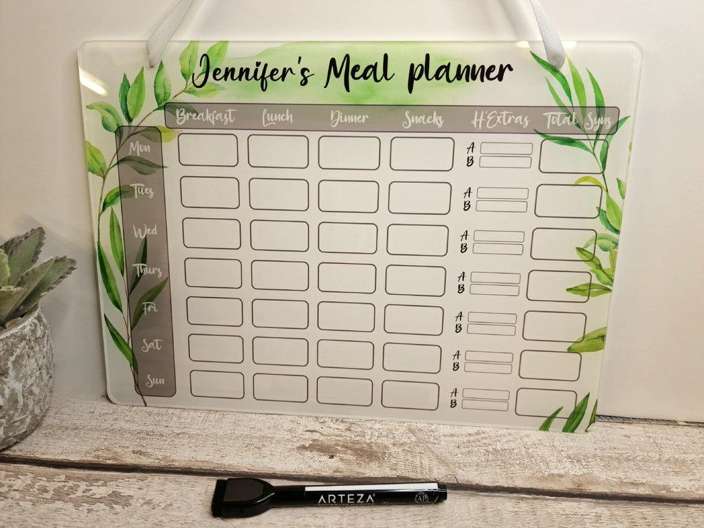 Personalised Diet Weekly Meal Plan White Board - Dieting - Healthy eating - Slim - Tracker - Weight - Gym - Gift - Shopping list - Food shop