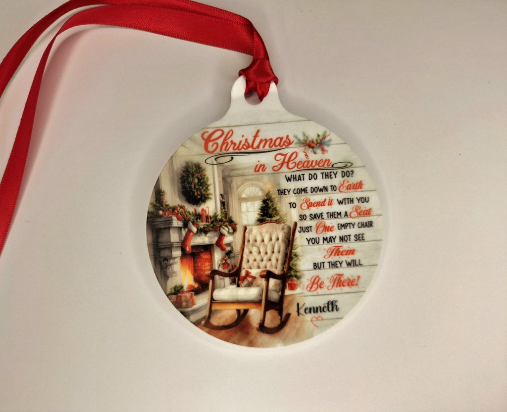 Personalised Christmas in Heaven Memorial bauble - Decoration - Stocking filler - Anniversary - Gift - Present - Unusual - For him or Her